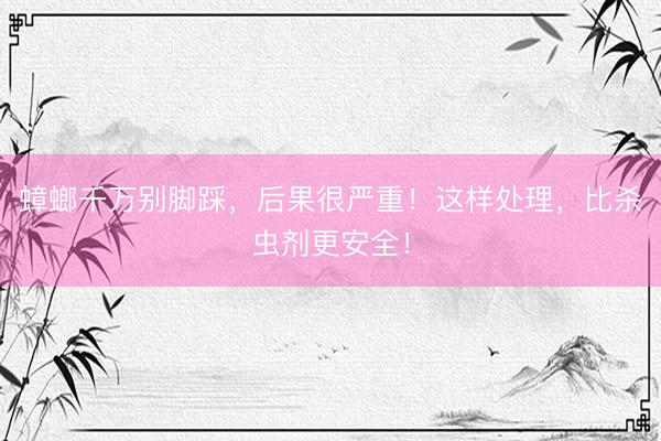 蟑螂千万别脚踩，后果很严重！这样处理，比杀虫剂更安全！
